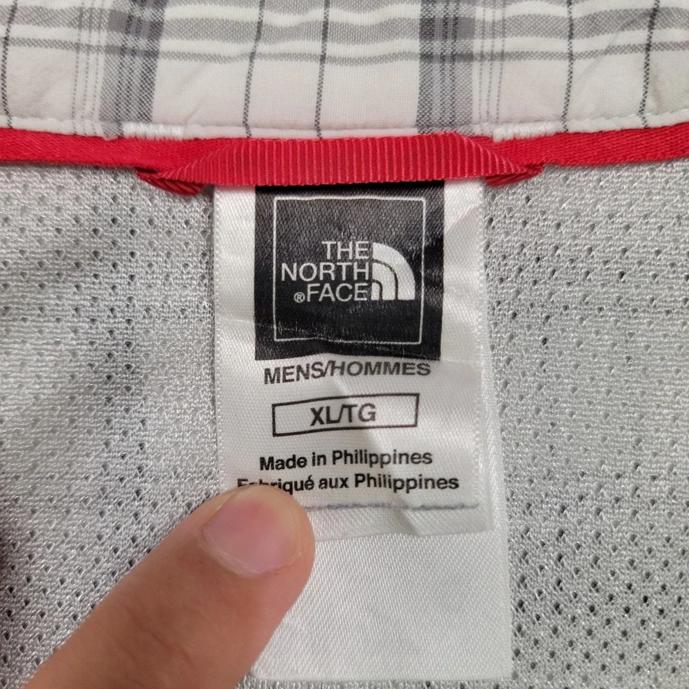 Men's The North Face Plaid Vented Button Down Shirt,‎ White/Grey, XL, Preowned